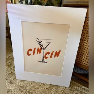 New French Martini 'Cin Cin' 16x20” matted Art print unframed
